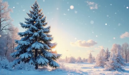 christmas tree in snow