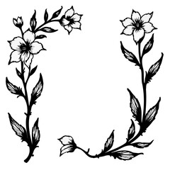 Elegant floral corner design with graceful botanicals for decorative accents