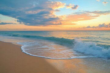 Peaceful beach sunset seascape