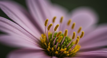Close-up of a Delicate Pink Daisy Flower with Yellow Pollen