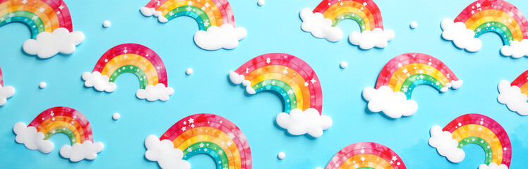 vibrant image stunning seamless pattern featuring multicolored swirling rainbows amidst soft white