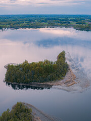 
Lake Sivera and frost at sunset in Latgale, Latvian nature.