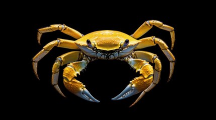 Fototapeta premium Yellow crab studio shot, black background, ocean life