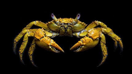 Fototapeta premium Yellow crab, studio shot, black background, seafood