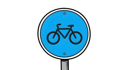 Fototapeta premium Cartoon drawing of a mandatory bicycle lane sign on a transparent background