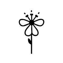 Elegant floral outline illustration exhibiting a simple design with curved petals