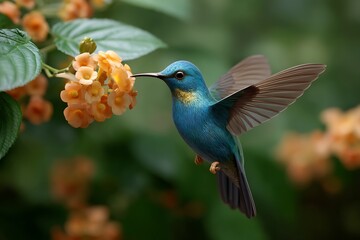 Fototapeta premium Hummingbird feeding on flower