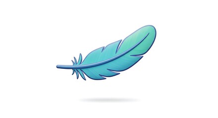 Single Feather Floating on White Background Illustration