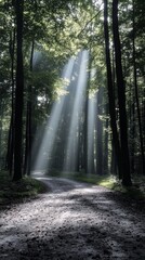 Sunlight Breaking Through the Forest TreesSunlight Breaking Through the Forest Trees