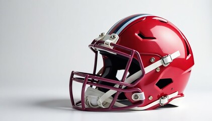 Fototapeta premium Close-up of football helmet, laces, white background, field, classic, sport