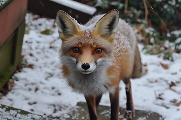 Fototapeta premium Close-Up of a Wild Red Fox in Winter