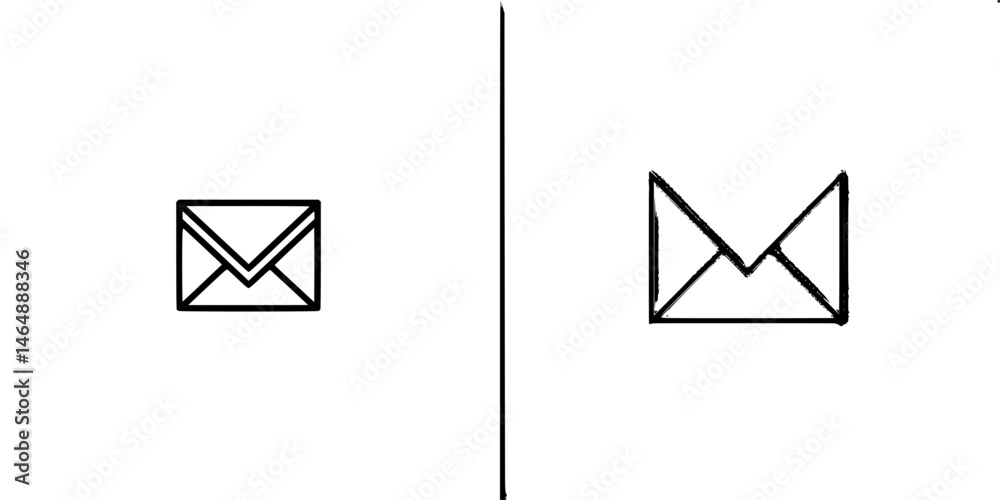 Poster vector illustration of two distinct envelope icons showcasing variations in design and shape for dig