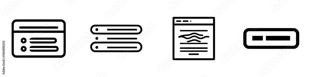 Poster vector illustration icons representing various user interface elements for digital applications and 