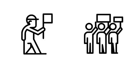 Vector illustration of a protestor holding a sign alongside a group of individuals raising their voices in solidarity