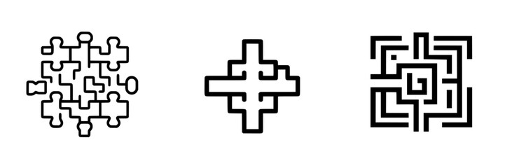 Obraz premium Creative vector illustration icons depicting unique puzzle designs symbolizing problem-solving and collaboration concepts