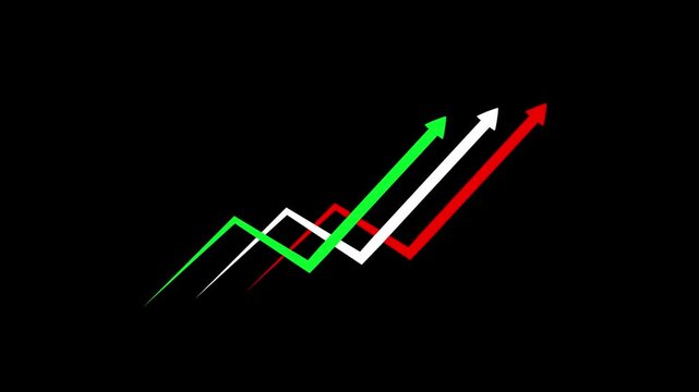 Digital Arrow Ascending business graph showing increase business concept animation with arrow icon, Business Decline Concept businessman analyzing decline chart and bar graph loss or reduced Economic

