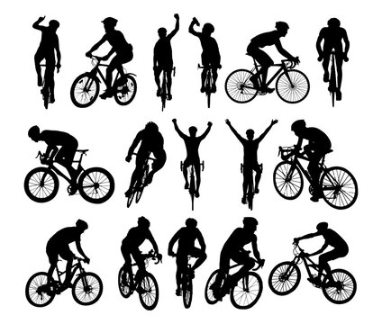collection of cyclist vector silhouettes