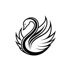 Elegant Line Art Swan Logo Vector Illustration