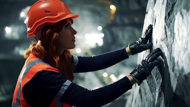 Mining Engineer Conducts Safety Inspection at Extraction Site

