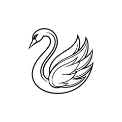 Elegant Line Art Swan Logo Vector Illustration