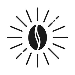 Coffee Bean with Rays Icon Design