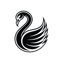 Elegant Line Art Swan Logo Vector Illustration
