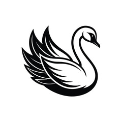 Elegant Line Art Swan Logo Vector Illustration