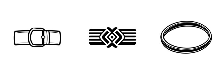 Fototapeta premium Stylish vector illustration icons of different types of belts designed for fashion and accessory enthusiasts showcasing variety and creativity