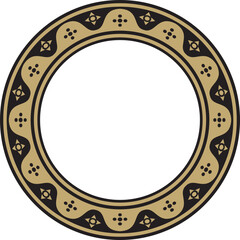 Vector black and gold round gothic ornament. Medieval European circle, ring, border. Classic pattern of the Germans, Angles, Saxons, Franks.
