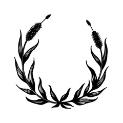 Elegant botanical vector frame with stylized floral elements and space for text