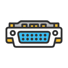 Multi-Pin VGA Head Connector Icon Design