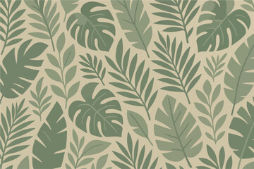 Pattern of stylized jungle foliage, flat vector style, perfect for packaging and home decor