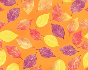 Autumn Leaves Pattern Seamless Texture Background