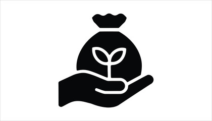 Eco-Friendly Plant Growth Hand Icon. Sustainability Symbol for Green Initiatives