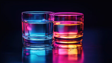A glass placed against a sleek black background creating a striking contrast