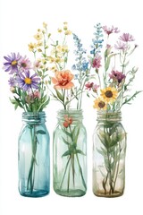 Obraz premium Watercolor Flower in Jar Painting