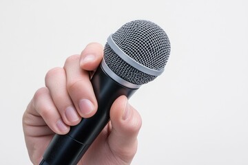 Hand holding a microphone