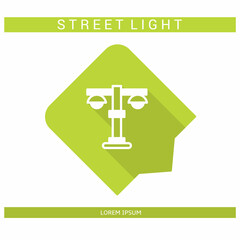 Design icon. Street light icon symbol in flat. Street light symbol design in flat with shadows. Stock vector.