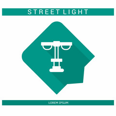 Design icon. Street light icon symbol in flat. Street light symbol design in flat with shadows. Stock vector.