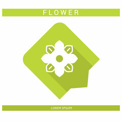 Design icon. Flower icon symbol in flat. Flower symbol design in flat with shadows. Stock vector.
