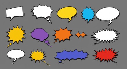 Colorful Comic Speech Bubbles Set