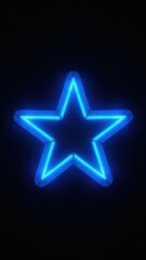 Obraz premium Vibrant Blue Neon Star with Glowing Edges on Dark Background