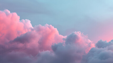 Obraz premium Pink cotton candy clouds saunter through a cerulean sky, evoking dreams and whimsy on National Day of Imagination
