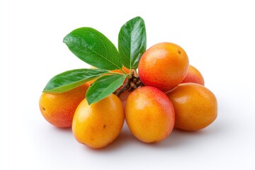 Ripe Jocotes with Lush Green Leaves: A Vibrant Still Life