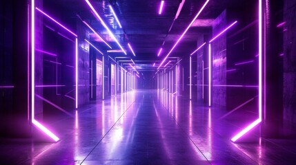 A vibrant display of glowing neon lights in a concrete space.