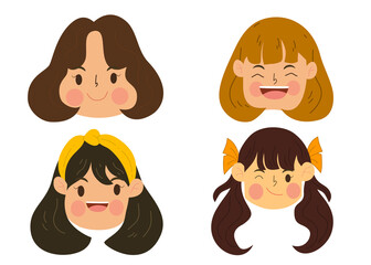 Set illustration cute girl design