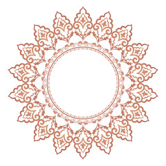 Round damask ornament, Decorative vintage frame, Elegant vector element for design in Eastern style, beauty place for text, Floral border, Lace illustration for invitations and greeting cards