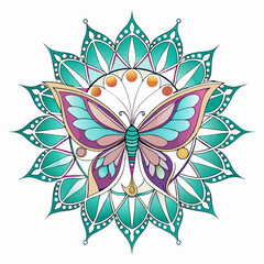 Minimal Butterfly Mandala Vector on White