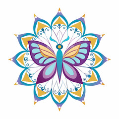 Obraz premium Minimal Butterfly Mandala Vector on White