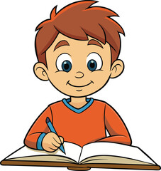 Child focused on writing in a notebook